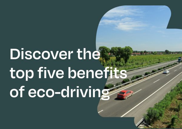 Cars driving on a highway. Copy on top of the image saying 